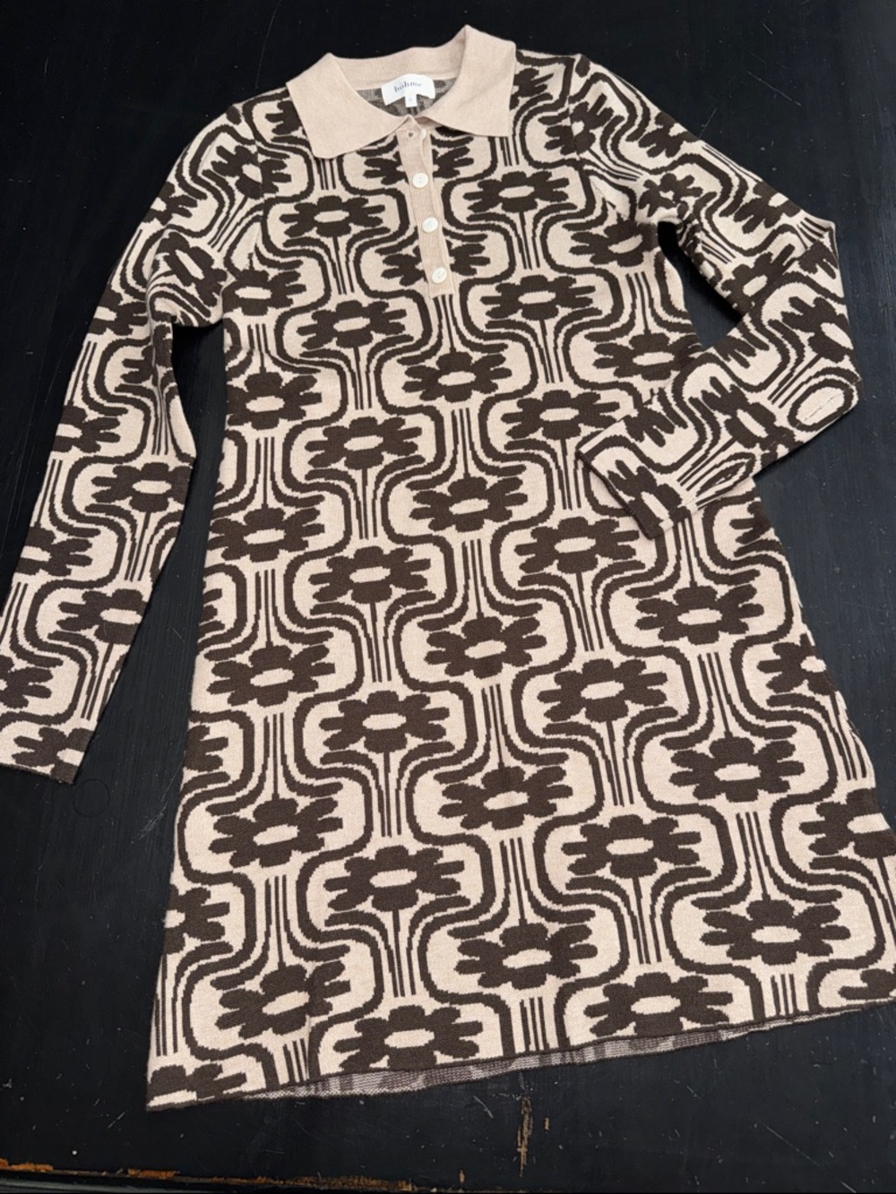 bohme soft knit mini dress. size small. collar. long sleeves. NEW no tags.